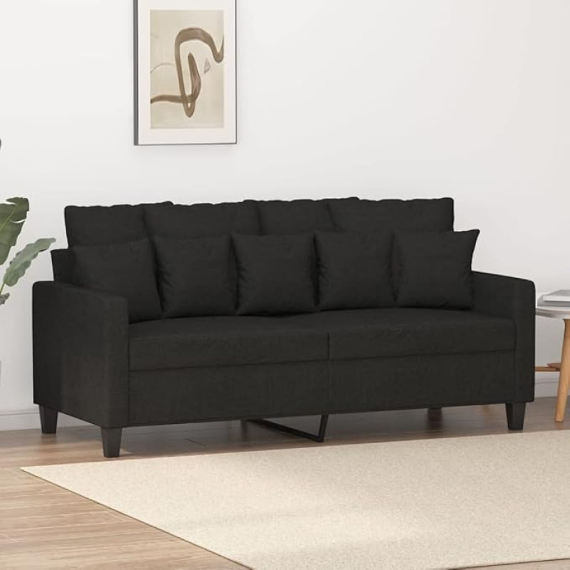 SECOLI 2-Seater Sofa 2-Seater Sofa 2-Seater Sofa Two Seater Sofa Sofas & Couches Small Sofa for Teenager's Room Sofa Living Room Couch 2 Seater Black Fabric 2-2-Seater 140 cm