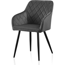 TUKAILAI Dining Room Chairs, Velvet Kitchen Chair, Upholstered Chair, Living Room Chair with Armrests, Backrest, Metal Legs, Modern Chairs for Kitchen, Dining Room, Living Room, Bedroom, Grey