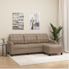 Snsowed 3-Seater Sofa with Stool, Cappuccino Brown, 180 cm, Faux Leather, Living Room, Youth Sofa, Relaxing Sofa, Sofas & Couches, Sofa for Bedroom, Youth Room