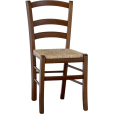 OKAFFAREFATTO MADDALONI Osteria Revitante Venice Dining Room Chair Dark Walnut Wood with Swamp Straw Seat