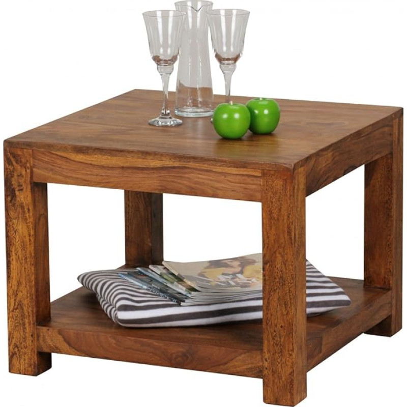 KADIMA Design Solid Wood Sheesham Coffee Table Wood 60 x 60 x 45 cm Side Table Living Room