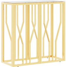 Makastle Console Table Hallway Table Decorative Living Room Bedroom Standing Shelf Side Table Sofa Table Entrance Table Behind Sofa, Golden 70 x 30 x 70 cm Stainless Steel and Glass