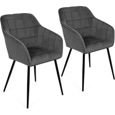 IDMarket - Set of 2 Dining Chairs Mady Dark Grey Velvet