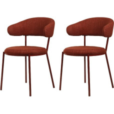 Rebecca Mobili RE7029 Set of 2 Chairs for Living Room, Dining Room Chairs, Polyester Fabric, Steel, Ruby Red, Elegant, Modern Style, Dimensions H x W x D: 80.5 x 47.5 x 57.5 cm