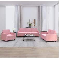 Willood 3-TLG. Sofagarnitur Rosa Samt