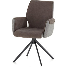 KHG Dining Chair Swivel Grey with Armrests Woven Velvet Modern Kitchen Chair 360 Degree Swivel Auto Return Upholstered Chair Metal Frame Black