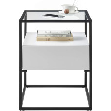 Robas Lund Side Table Glass Table with Drawer W x H x D 43 x 54 x 43 cm White