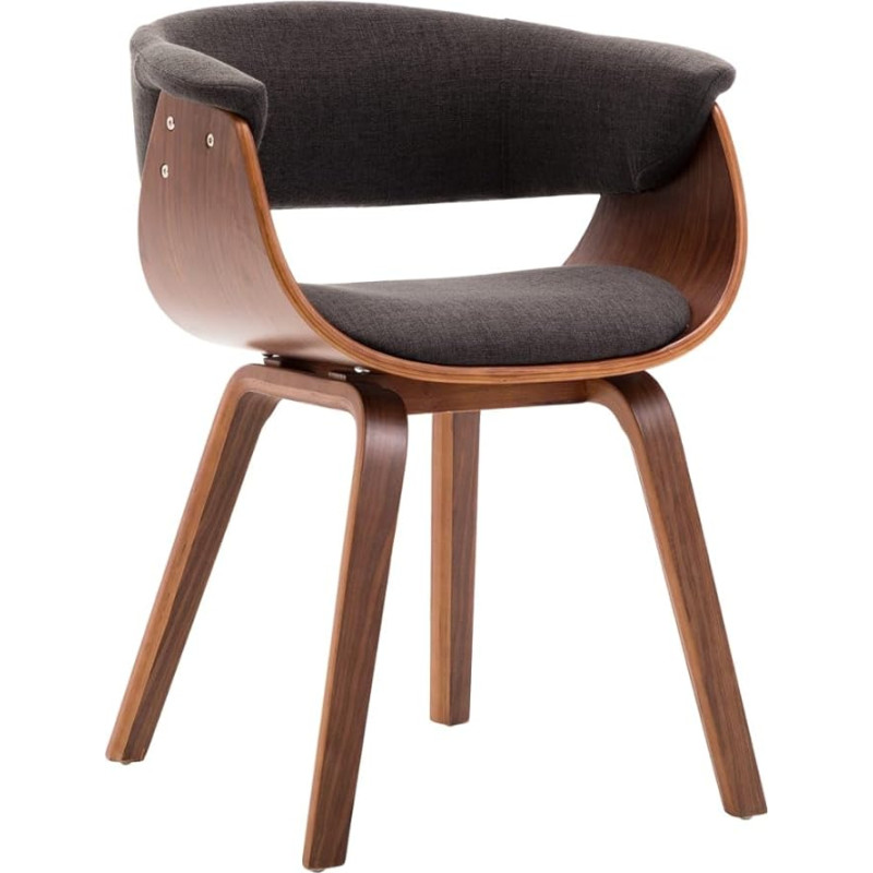 vidaXL Dining Room Chair, Dining Chair with Backrest, Kitchen Chair with Wooden Frame, Chair for Dining Room, Kitchen, Living Room Chair, Grey Bentwood Fabric