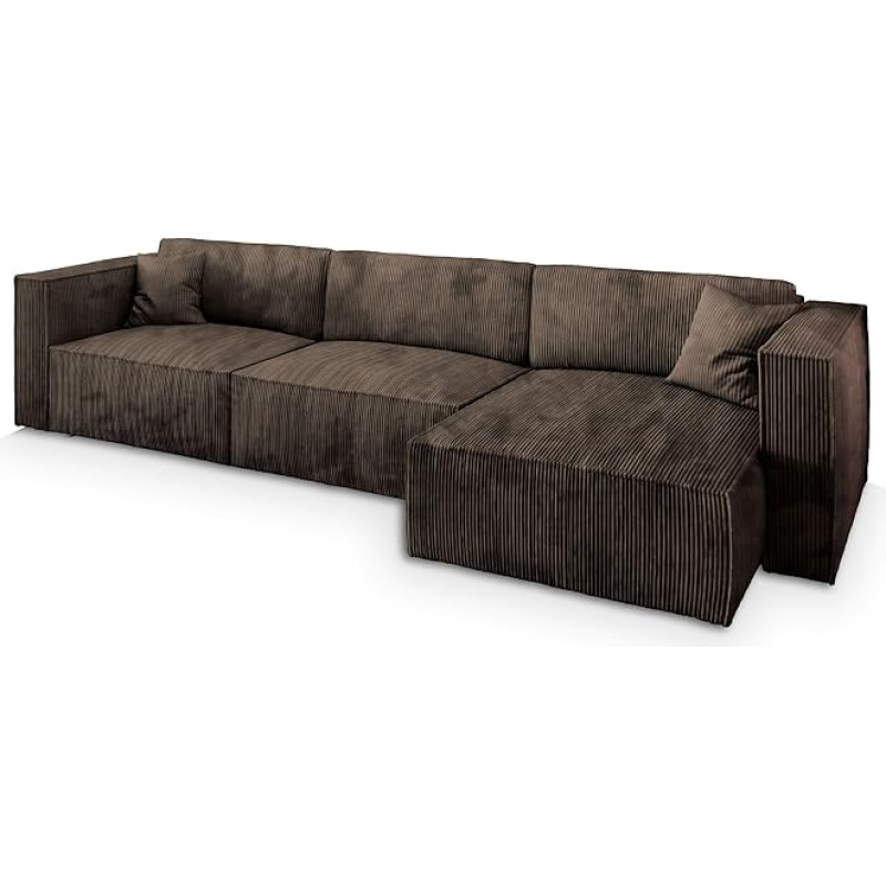 Masseno TOLMO P Corner Sofa with Sleep Function L-Shape, Sofa with Bed Box, Living Room Sofa, Couch, Soffa, Sofa Bed, Couch Set, Brown, POSO 06