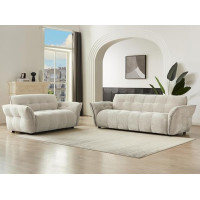 Vente-unique Sofa 3 Seater & 2 Seater - Mottled Fabric - Beige - Napizo