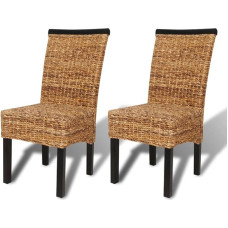 vidaXL 2 pcs Rattan Dining Chairs Furniture Handmade Woven Abaca Natural Brown