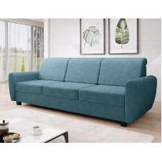 MODERNO Milo Sofa with Sleep Function and Bed Box, Sofa with 3 Seats, Living Room Sofa Bed, Sofa Bed with Pillow and Wooden Feet, Modern Couch, 233 x 92 x 87 cm, Turquoise, Soro 86