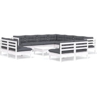 Modern Modular Seat Arrangement: 12-Piece Corner Sofa Set with Cushions, Upholstered Furniture Made of White Solid Pine Wood for a Stylish Living Room Decoration, White