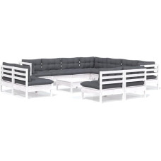 Modern Modular Seat Arrangement: 12-Piece Corner Sofa Set with Cushions, Upholstered Furniture Made of White Solid Pine Wood for a Stylish Living Room Decoration, White