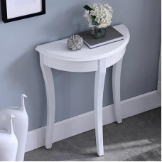 YVYKFZD Half Moon Console Table, Side Table, Sofa Table Made of Wood with Metal Legs, Narrow Hallway Table, Elegant Accent Tables, Entrance Table, for Entrance Area (Wit)