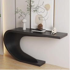 YVYKFZD Narrow Long Console Table, Industrial Side Table, Behind Sofa Table, Hallway Table with 1-Piece Rectangular Top, Minimalist Entrance Table (Nero,100 cm/39.3 Inches)