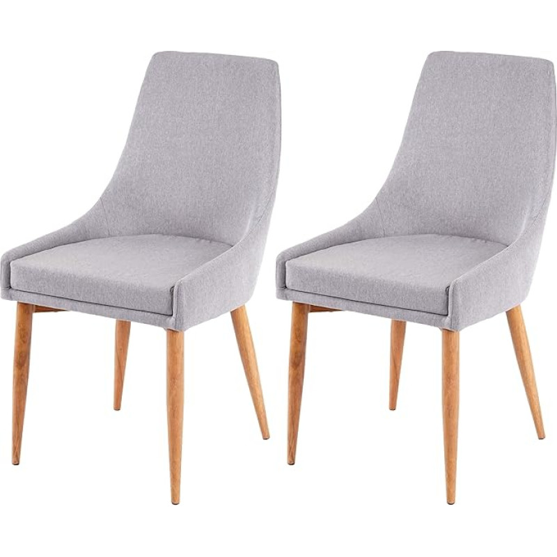 Mendler HWC-B44 II Set of 2 Dining Room Chairs Kitchen Chairs Retro Design Fabric / Textile Grey