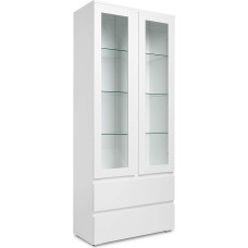 Newfurn Nikita.fourtyfour Modern Wooden Display Cabinet II 80 x 191 x 40 cm (W x H x D) II in White/White Living Room Bedroom Dining Room Hallway Hallway