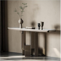 FOMWWVYS Konsolentisch, Weißer Kunstmarmor-Konsolentisch, Eingangsbereich, Sofatisch for Wohnzimmer und Schlafzimmer Flurtisch(L)