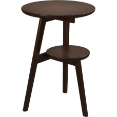 YQJJGL Kleiner Beistelltisch, runder Beistelltisch aus Massivholz, mit unterer Ablage, Nachttisch für kleine Räume, Wohnzimmer, Schlafzimmer (tiefes Walnuss)