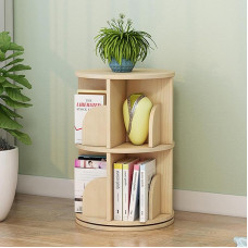 Beistelltisch mit 2 Etagen, Holz, rund, Bücherregal, Beistelltisch, modernes Sofa, Nachttisch für Wohnzimmer, Nachttisch mit Ablagefach