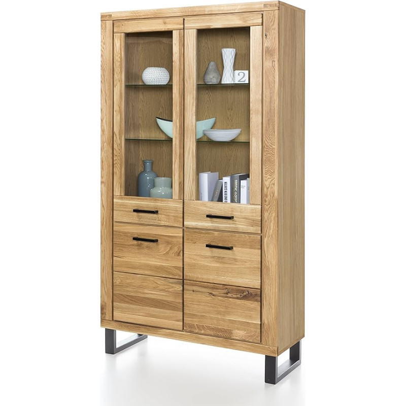 Massivmoebelversand.de Tido XL Double Display Case Wild Oak Partially Solid Oiled