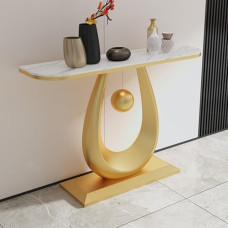 Moderner Goldener Akzenttisch – Stilvoller Konsolen- und Eingangstisch mit Stauraum für Wohnzimmer, Foyer und Flurdekoration – 150 cm/59 Zoll modernes Design