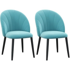 HOMCOM Set of 2 Upholstered Dining Room Chairs, Nordic Style and Ergonomic Chairs, Kitchen and Living Room Chairs, Modern Design, 52 x 54 x 79 cm, Metal and Light Green Velvet