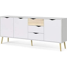 Dmora Sideboard with Three Doors and Three Drawers White and Oak Dimensions 195 x 81 x 39 cm