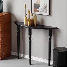 MAAOBR Konsolentisch Schmaler Sofatisch aus Massivholz, Halbrunder Eingangstisch Beistelltisch für Wohnzimmer, Flur, Foyer, Eingangsbereich, Einfache Montage(Schwarz,80x25x90cm)