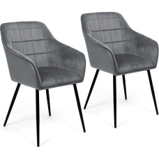 IDMarket - Set of 2 Mady Dining Chairs in Light Grey Velvet
