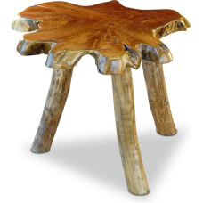 Teak Burl Wood Side Table THAWI - 45 x 45 - 55 x 45 - 55 cm Table Top Made of Solid Tree Slab in Rustic Country House Style, Suitable for Living Room, Conservatory or as a Coffee Table
