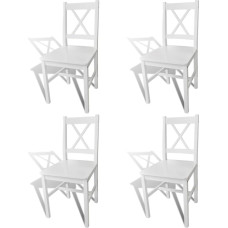 Tidyard Set of 4 Kitchen Chairs, Dining Chairs, Wooden Chairs with Backrest, Made of Solid Pine, White, 41.5 x 45.5 x 85.5 cm (W x D x H)