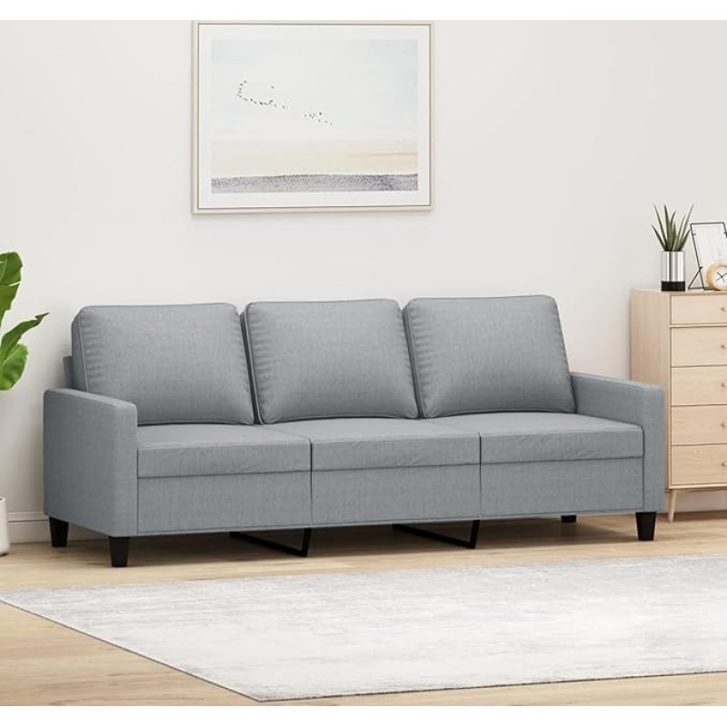 Chaduof 3 Seater Sofa, Light Grey, 180 cm, Fabric, Sofas & Couches, Sofa Living Room, Sofa for Teenager's Room, Relaxing Sofa, Sofa for Bedroom, Upholstered Sofa 359171