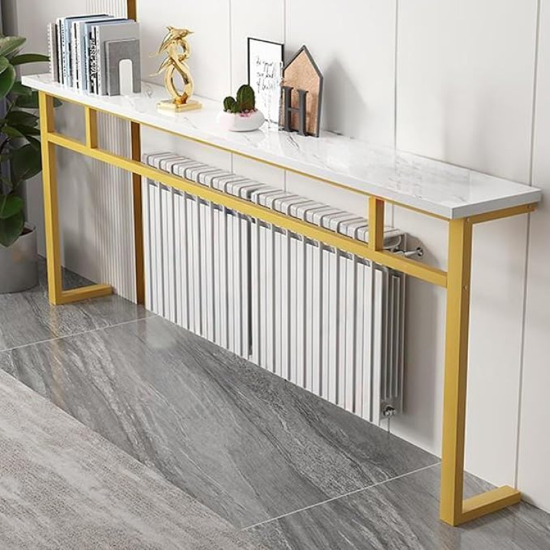 Konsolentisch für den Eingangsbereich mit U-förmigem mechanischem Rahmen und großem Stauraum, Holzfarbe, Flur-Sofatisch mit Zugstangenverstärkung, Eingangstisch für Heimdekoration und Organisation