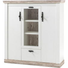 Newfurn Amelie Ten Highboard Sideboard Country House Chest of Drawers Tall Cabinet II 140 x 146 x 44 cm (W x H x D) II in Pine White/Pine White Living Room Bedroom Dining Room