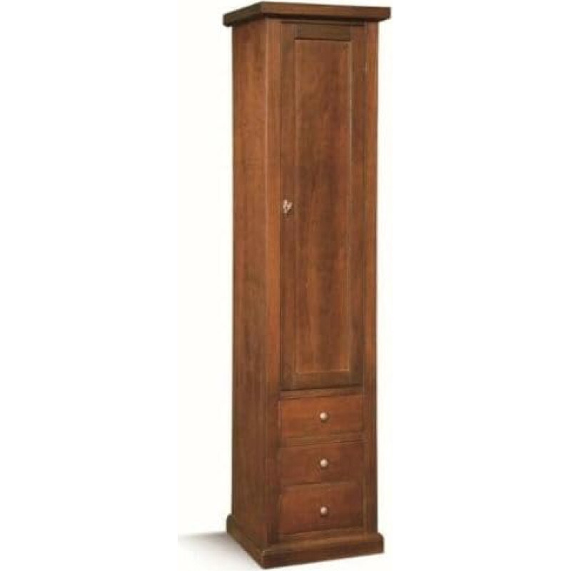 Mar.c.a. Design - Column Display Cabinet Poplar Wood Dark Walnut with 1 Door and 5 Compartments - Living Room Furniture, Arte Povera Made in Italy - Dimensions 45 x 41 x 187 cm