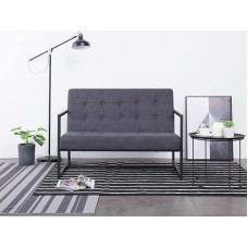 Chusui 2 Seater Sofa with Armrests, Couch for Living Room, Flats, Couch with Sleep Function, Lounge Sofa, Sofas & Couches, Relaxing Sofa, Dark Grey Steel and Fabric