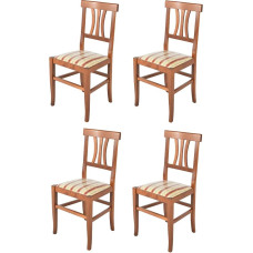 t m c s Tommychairs - Set of 4 Artemisia Chairs for Kitchen and Dining Room, Robust Structure Made of Lacquered Beech Wood in Light Nut Brown and Upholstered Seat with Liseré Fabric