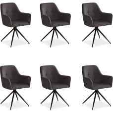 Homestyle4u 2729 Upholstered Chairs Dining Room Grey Cord Chairs Dining Room Chairs Set of 6 with Armrests Rotatable Swivel Chairs
