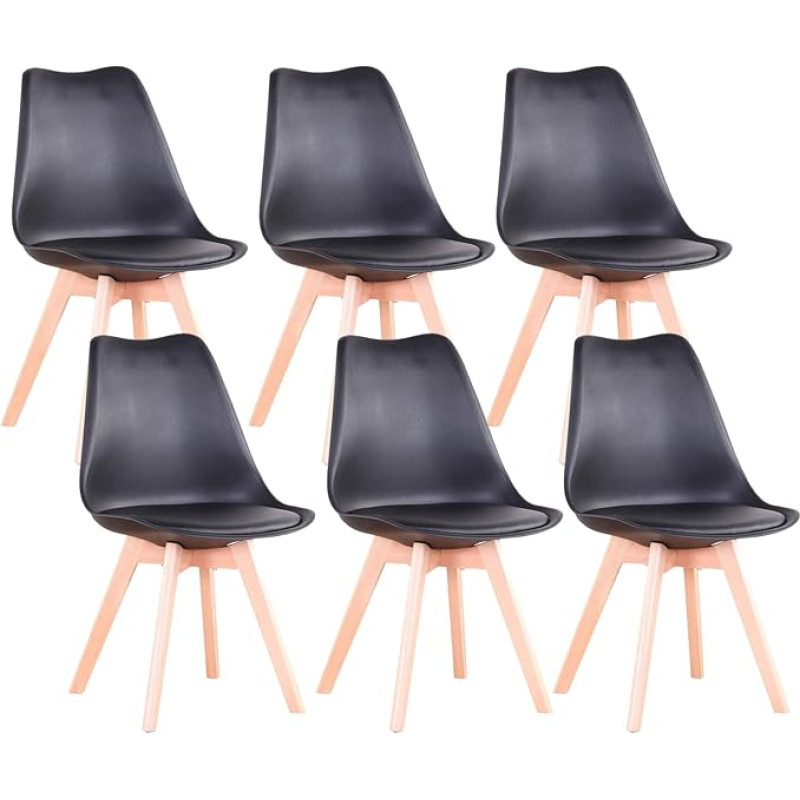 GrandCA Home Set of 2/4/6 Chairs, Nordic Style Dining Room Chairs, Suitable for the Living Room, Dining Room (Set of 6, Black)