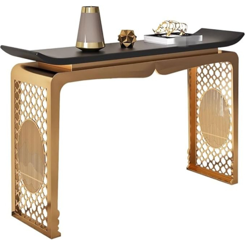 loeusjfnr Foyer Sofa Table Narrow Console Table Made of Stainless Steel in Chinese Style, Modern Simple Side View Table, Living Room Wall, Corridor, Long Table Long Sofa Table with Shelves