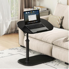 kiss me C-Shaped Side Table, 360° Rotation, C Shaped Side Table, TV Tray, Narrow Side Table, Laptop Desk for Living Room, Bedroom, Balcony, Patio (Black Frame)