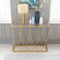 Console Table, Gold Entrance Table, Modern Console/Accent Table with Metal Legs, Glass and Faux Marble Top, Vintage Foyer Table for Entrance, Living Room (Color : Style 2, Size : 100x30x)