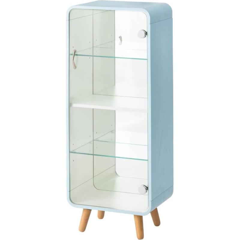 パレットライフ PaletteLife BLT-612BL Figure Case, 4 Levels, Blue, Collector's Case, Mirror Back, Wood Grain