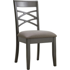 Leick Home 10184-GSMH Wooden Dining Chair with Double Cross Backrest - Set of 2 - Graystone with Mossy Seat