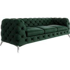 S-Style Möbel Maria 3-Seater Chesterfield Sofa Living Room Lounge Couch with Chrome-Plated Feet Furniture Freestanding Upholstery Sofas & Couches Sofa Set Couch Set Bottle Green 243 x 73 x 100 cm