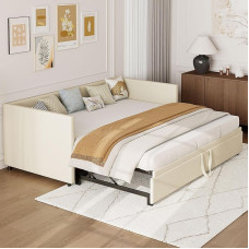 FOERPL Sofa Bed 90 x 200 cm 3 in 1 Trundle Sofa Bed 2 Seater Ottoman Velvet Bed Frame with Slatted Base (Without Mattress)