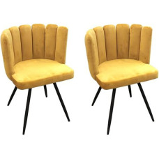 HOME DECO FACTORY 2 Ariel HD6520 Velvet Yellow Seating Set Chair Living Room Dining Room Entrance Bedroom Furniture, Textile - Polyester, Mustard, 59.50 x 47.50 x 79.00