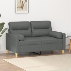 Brokky 2-Sitzer-Sofa mit Zierkissen Dunkelgrau 120 cm Stoff Kleiner Sessel Kleine Schlafcouch